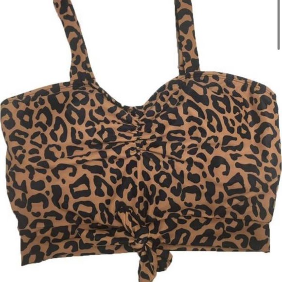 Coral Reef Knotted Bikini Tankini Leopard Top - Picture 4 of 5